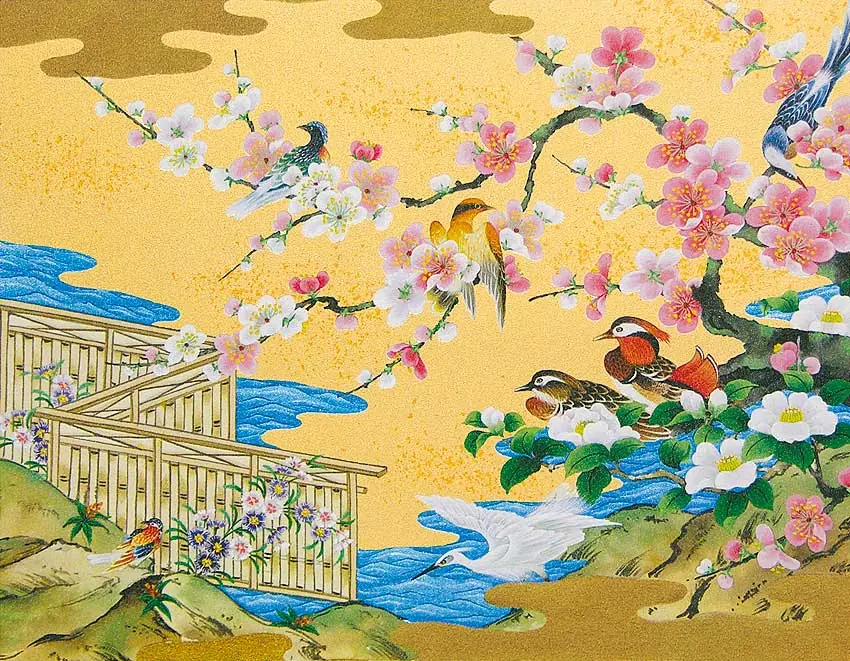 銀地花鳥名画