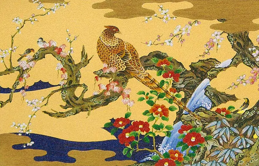 銀地花鳥名画